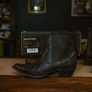 Frye Black Leather Ankle Boots